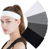 Gowpug Headbands for Women 16 Pack Non Slip Hair Bands for Women's Hair Elastic Cloth Headbands Soft Stretchy Cotton Headband for Workout Yoga Sports (Black,White,Gray Dark,Gray)