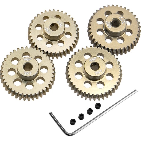 ShareGoo 7075 Aluminum Alloy 48P 3.175mm Pinion Gear Sets 36T 37T 38T 39T Motor Gears Fit 3.175mm (1/8-Inch) Shaft Compatible with HPI Losi Axial Traxxas Tamiya 1/10 RC Car,4Pack
