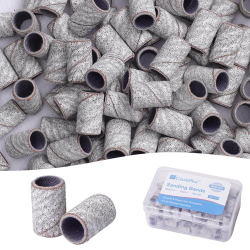 GazePlus 100 Pcs Sanding Bands for Nail Drill with 3/32” Zebra Disposable Sanding Band 120 Medium Grit Nail Sanding Bands for Nail Drill Set Acrylic Nails Gel Manicure & Pedicure