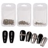 3 Packs Nail Art Punk Rivets Nail Rivets Nails Craft Flatback Spike Studs Punk Style Pointy Top Square Metallic Nail Studs Nail Art Charms Nail Supplies for DIY Manicure Tips Craft, 3 Size, Silver