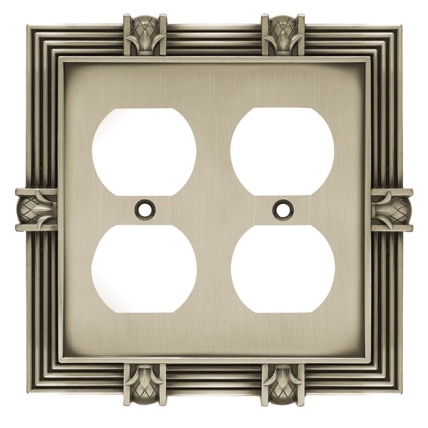 Franklin Brass 64458 Pineapple Double Duplex Outlet Wall Plate/Switch Plate/Cover, Brushed Satin Pewter