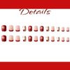 Christmas Short Square Fake Acrylic Nails with Red French Tip, Snowflake Designs, and Winter Xmas Nail Art for Women and Girls
