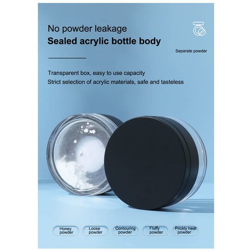 AKOAK 2 Pcs Capacity 20 ml(0.67 oz) Empty Reusable Plastic Loose Powder Compact Container DIY Makeup Powder Case with Sponge Powder Puff,Mirror and Elasticated Net Sifter (Small mesh face)