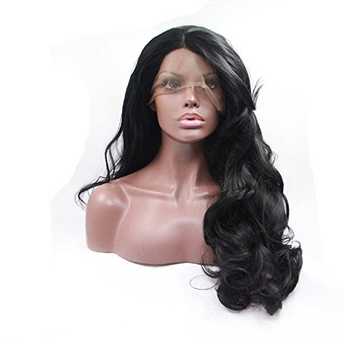 xiweiya Wigs Long Black Curly Lace Wig with Glueless Heat Resistant Fiber Body Wave Lace Front Wig Synthetic Hair Black Wigs For Black Women Replacement Wig