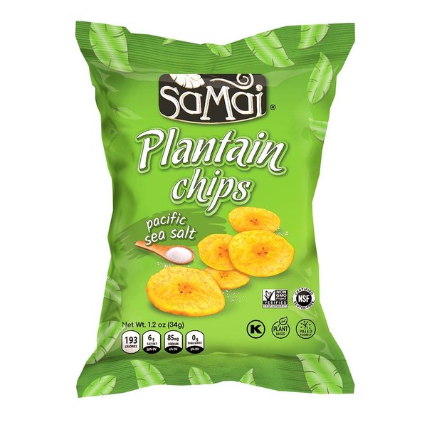 SAMAI Sea Salt Plantain Chips, 1.2oz (Pack of 24) - Gluten Free, All Natural, NON-GMO and Kosher