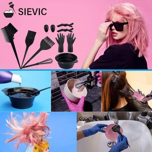 43 Pieces Pro Salon Hair Coloring Kit,Hair Dye Brush and Bowl Set,Highlighting Frosting Cap with Plastic Hooks,Dyeing Shawl,Ear Cover,Gloves,Clip for Dyeing Hair Hairdressing Tools