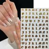 8 Sheets Old Letters Nail Art Stickers Decals Black White English Character Nail Decals Laser Glitter Gold English Alphabet Nail Art Design Letters Words Nail Sticker Nail Decoration for Women Girls