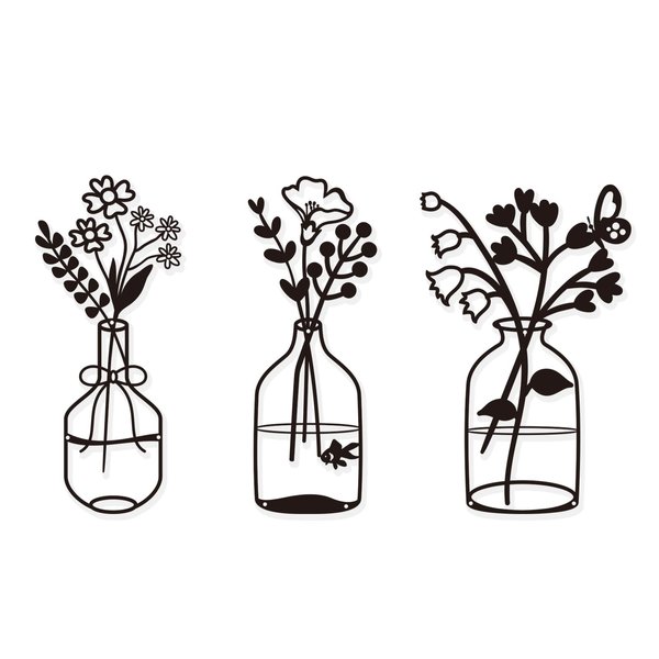 Metal Flowers Wall Decor Art Flower signs 14.2x8.8 Inch Set of 3 Sculpture for Patio Balcony Wall Decor Art for Living Bathroom Bedroom Dining Room Black Art for Kitchen Christmas Presents Gifts