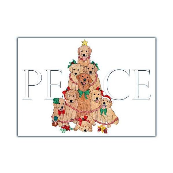 Pipsqueak Golden Retriever Christmas Cards Peace : 10 Holiday Cards with Envelopes - ADORABLE!