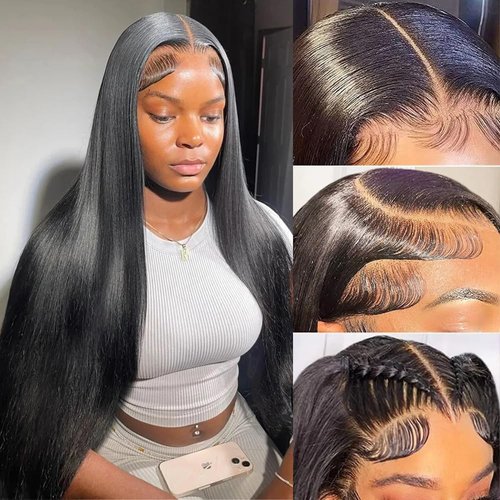 WZOWZO 13x6 Lace Front Wigs Human Hair 28 Inch Straight HD Lace Front Wigs Human Hair 200% Density 13x6 Frontal Wigs Human Hair Pre Plucked for Women Gluless Wigs with Baby Hair