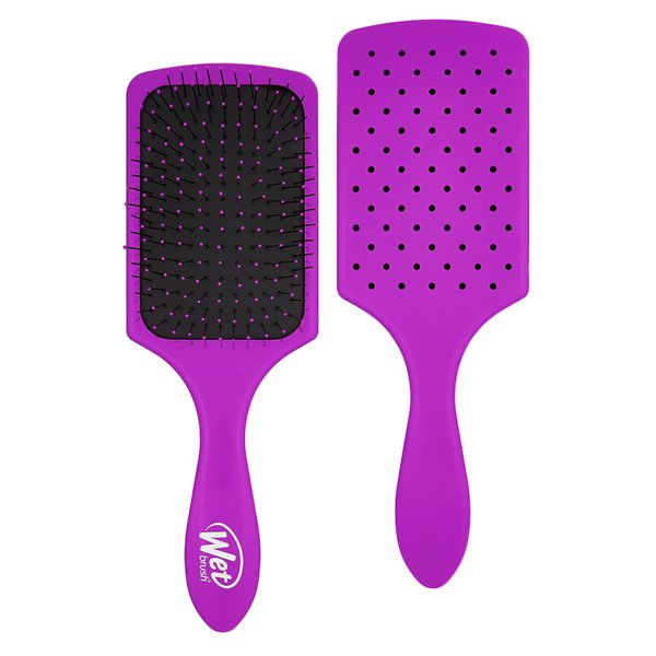 Wet Brush Paddle Hair Brush, Purple - Ultra-Soft IntelliFlex Detangling Bristles with AquaVent Design For Spreading Hair Treatments Evenly - Pain-Free Hair Brush For Women, Men, Wet And Dry Hair