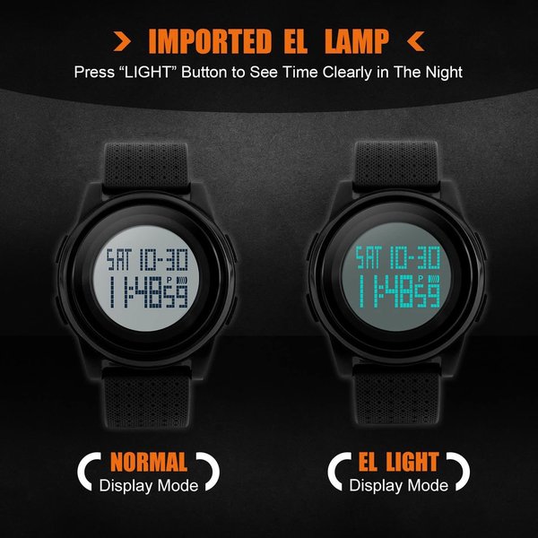 MJSCPHBJK Men's Digital Sports Watch Electronic Military Waterproof Watches for Men Outdoor Running with LED Back Light Alarm Stopwatch Army Watch