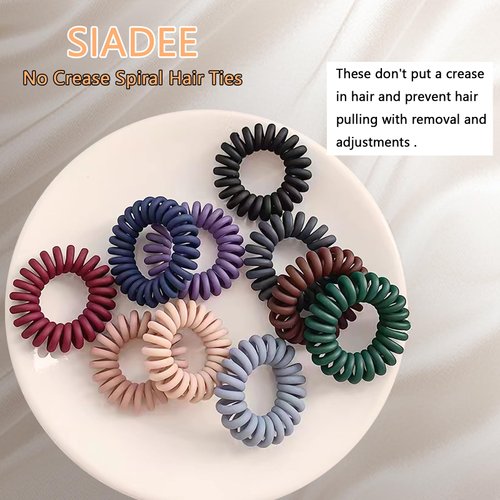 20Pcs Spiral Hair Ties, Elastic Hair Ties For Women Girls, Matte No Crease Spiral Hair Coils, Ponytail Hair Band, Telephone Cord Plastic Hair Ties For Thick or Thinning Hair (Matte Color - 20Pcs)