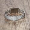 mnmoom Medical Alert Bracelets for Women Adjustable Stainless Steel Mesh lymphedema alert Bracelets with engraved NO BP/IV/NEEDLES THIS ARM-silver