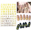 Letter Nail Art Stickers Number Nail Decals Nail Art Supplies Old English Alphabet Nail Sticker Designs Holographic English Font Letters Stickers for Acrylic Nails Decorations (8 Sheets)