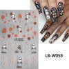 Halloween Nail Stickers Ghosts Nails Decals 5D Embossed Self-Adhesive Halloween Sticker for Nails Skull Floral Flowers Nails Stickers Nail Art Supplies for Women Kids Manicure Nail Decorations 2PCS