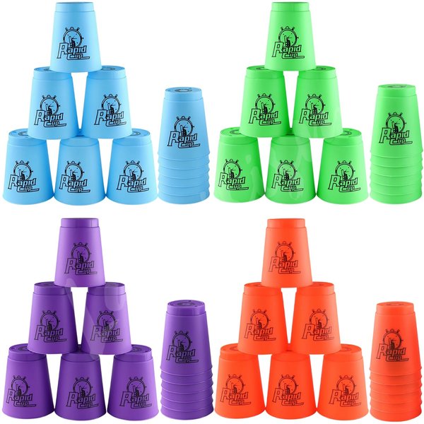 Lancisism 48Pcs Quick Stacking Cups Set, BPA-Free Material Sports Training Stacking Cup Game, Classic Family Game for Kids Adults Idea (12 Blue & 12 Green & 12 Purple & 12 Red)