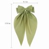2Pcs Green Hair Bow Clips Hair Bows for Women Silky Satin Hair Bows for Girls Cute Oversized Long Tail Bow Hair Clip Big Hair Bows Aesthetic Coquette Bows Hair Ribbon Hair Accessories