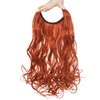 Benehair Invisible Secret Hidden Wire Clip in Hair Extensions 20-24 Inches Long Straight Wavy Curly Synthetic Hairpieces Miracle Translucent Fish Line 20 Inch Wavy Brownish orange