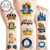 Prince Temporary Tattoos Birthday Party Supplies Favors Decorations Baby Shower Prince Little Boy Royal Blue Super Cute 92PCS Tattoos Stickers for Kids Boys Girls Classroom Rewards Gifts Ideal