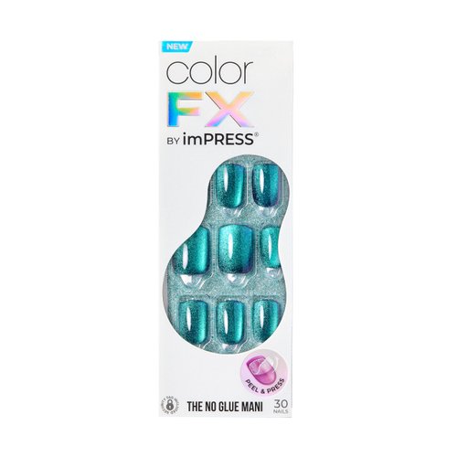KISS imPRESS No Glue Mani Press-On Nails, Color FX, Better Things', Dark Green, Short Size, Squoval Shape, Includes 30 Nails, Prep Pad, Instructions Sheet, 1 Manicure Stick, 1 Mini File