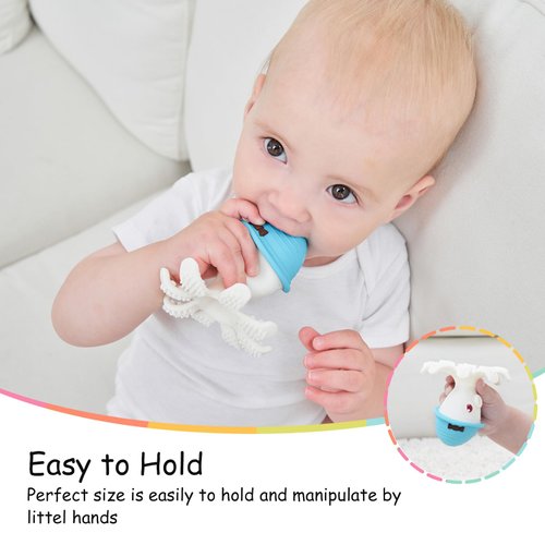 Teething Toys for Babies 3 Months+, Octopus Baby Teether 6-12 Months, Silicone Sensory Teethers Toy for Infants 18 Months, Kids Teething Toys 9 Month Old Baby Toys, Funny Baby Toys, Blue