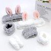 YISSION 6Pcs Face Wash Headbands and Wristbands Set Bunny Ears Headbands Spa Headband Makeup Headband Skincare Headbands with Wristbands for Women Girls Washing Face(Gray White)