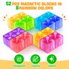 Feoxialy 52pcs Magnetic Blocks - Translucent Magnetic Cubes, Digit Building Blocks Magnet Toys for Kids, Clear Montessori Toddler Toys Ages 3+, Preschool STEM Sensory Autism Toys for Boys Girls
