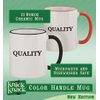 0% Vegan - 11oz Colored Handle and Rim Coffee Mug, Red