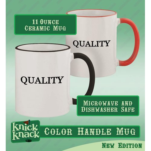 0% Vegan - 11oz Colored Handle and Rim Coffee Mug, Red