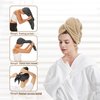 SURPRISE PIE Women Microfiber Hair Towel Wrap with Elastic Strap,Super Absorbent Anti Frizz Drying Turban for Curly, Long,Wet Hair- Beige