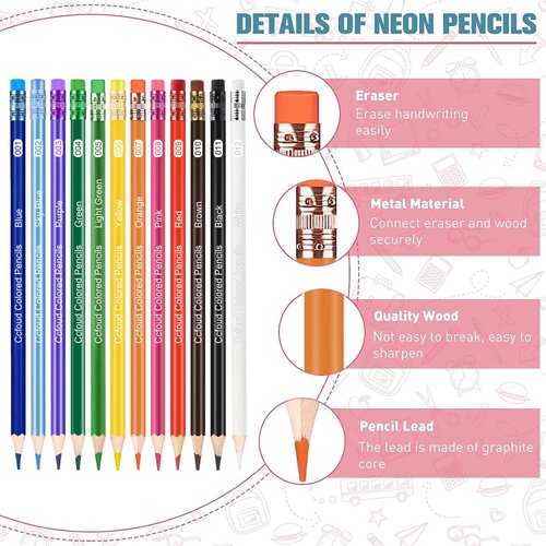 Ccfoud Colored Pencils Set,9 Packs of 12 Count,Colored Pencils Bulk Coloring Pencils 108 Count,Art Supplies,Pre-sharpened Colored Pencils for Kids