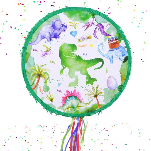 Dinosaur Pinata, 13.7inch Watercolor Green Dinosaur Pinata Piñata for Kids Dinosaur Birthday Party Supplies