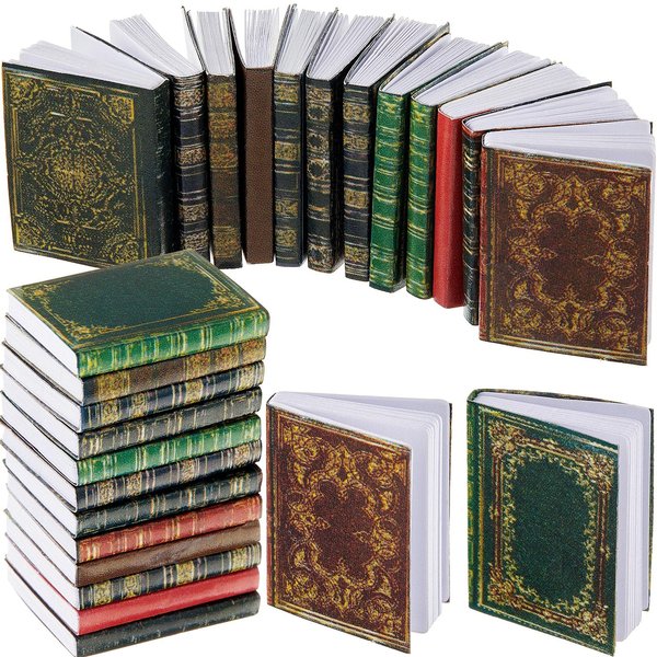 Skylety 24 Pieces 1:12 Scale Miniatures Dollhouse Books Assorted Miniatures Books Dollhouse Mini Books Dollhouse Decoration Accessories Doll Toy Supplies for Christmas Pretend Play(Classic Style)