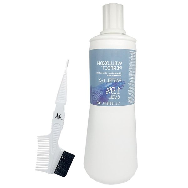Welloxon Perfect Pastel Developer 1.9% / 6 Vol Koleston Perfect Hair Color Developer Creme 33.8 Fl Oz and M Hair Designs Tint Brush Comb (Bundle)