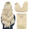 DOORES Human Hair Extensions Clip in Human Hair Platinum Blonde 22 Inch 120g 7pcs Clip in Hair Extensions Straight Natural Hair Extensions Thick Clip in Remy Extensions