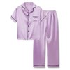 Topgal Little & Big Girls Pajama Set Size 8 - Lilac Satin Silky Cute Summer Short Sleeve & Pants Outfit