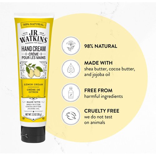 J.R. Watkins Hand Cream, Lemon 3.3 Ounce (Pack of 4)