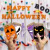 Halloween Cards-50 Pack Mason Jars Shape with Candy Bags for Party Favors, Trunk or Treat DIY Gift for Preschool Classroom, 5 Design Fall Crafts for Kids, Treat Bag Halloween Craft Supplies