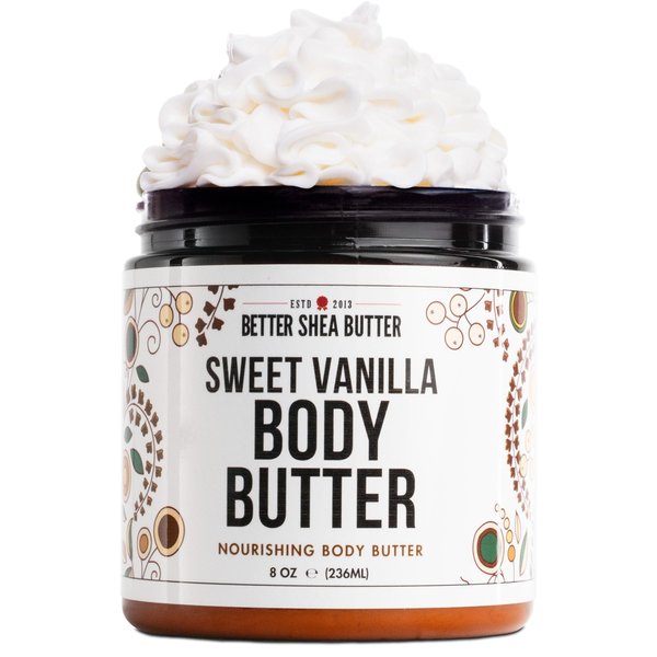 Whipped Body Butter for Women | SWEET VANILLA Body Lotion for Dry Skin | Whipped Shea Butter Body Cream | Paraben Free, Non-Greasy | Sweet Vanilla Body Butter 8 oz