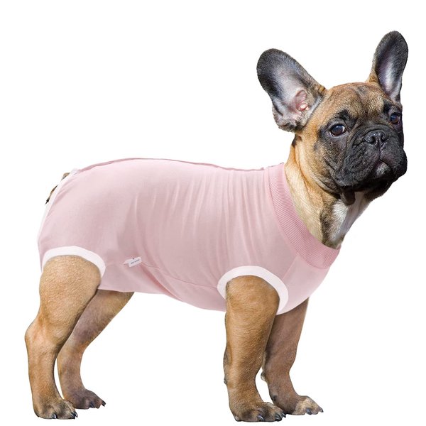 SAWMONG Dog Recovery Suit, Recovery Suit for Dogs After Surgery, Dog Spay Surgical Suit for Female Dogs, Dog Onesie Body Suit for Surgery Male Substitute Dog E-Collar Cone, Pink, Medium