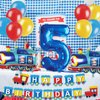 JOPARY Train 5th Birthday Decorations Boys Train, 5 Years Old Birthday Party Supplies With Number 5 Foil Balloons Train Birthday Banner,Latex Balloons For Kids Train Birthday Party Decoration
