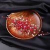 Denifery Red Crystal Hair Comb for Women Red Pearl Wedding Bridal Hair Piece Boho Hair Accessories for Prom Party