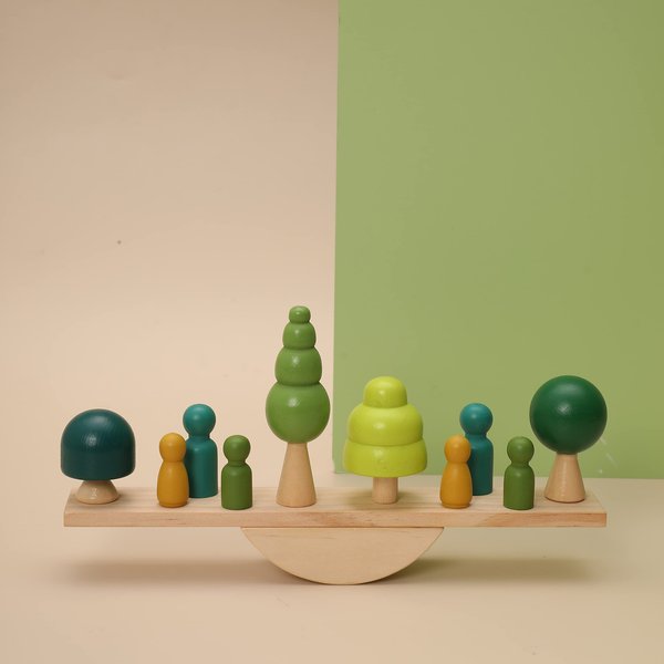 Wooden Tree Balance Stacking Toy 12PCS Wood Balance Tree Toy Elegant Ornaments for Home Decrocation Wooden Trees Mini Trees for Home Decor Accessories for 36 Months+