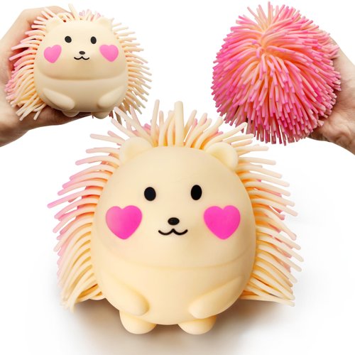 Hedgehog Stress Balls for Adults Squishy Toys (1PCS) Autism Sensory Toys Stress Ball, Fidget Toys for Kids Dough Ball, Party Favors Animal Toys Sensory Balls, Sensory Toys for Autistic Children (Pink)