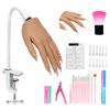 Veikmv Nail Silicone Practice Hand For Acrylic Nails Training Fake Hand Nail Art Practice Tools Hand Tattooed Nail Jewelry Showcase Supplies Manicure Beginners suits