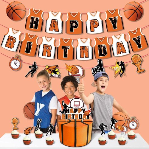 Basketball Birthday Party Decoration Slam Dunk Kids Teenagers Boys Basketball Happy Birthday Banner Basketball Theme Backdrop March Madness Sports Party Supplies