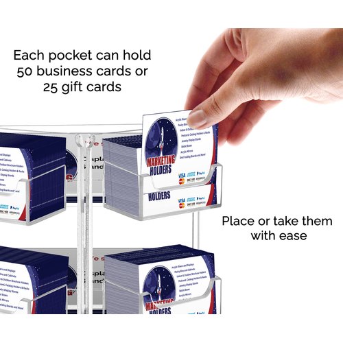 Marketing Holders Rotating Business Card Holder Acrylic Counter Holds 3.5" x 2" Appointment Cards for Studios Galleries Sales and Marketing Professionals Hotels Hospitality Concierge 9 Pocket Clear