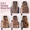 5 in 1 Curling Wand Set - SIQUER Curling Iron Set 1/2 to 1 1/4 Inch Beach Waves Wands 1 1/2 Inch Thermal Brush Fast Heating Up Hair Curlers for Women with Protective Gloves Clamps (Rose, Black)