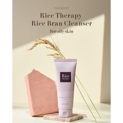 VEILMENT Rice Therapy Rice Bran Foam Cleanser (Pack of 1, 5.1fl oz) - Facial Deep Cleansing Foam for Oily Skin. Smooth Skin with Gentle Scrub Formula for Men & Women, Korean Skin Care.